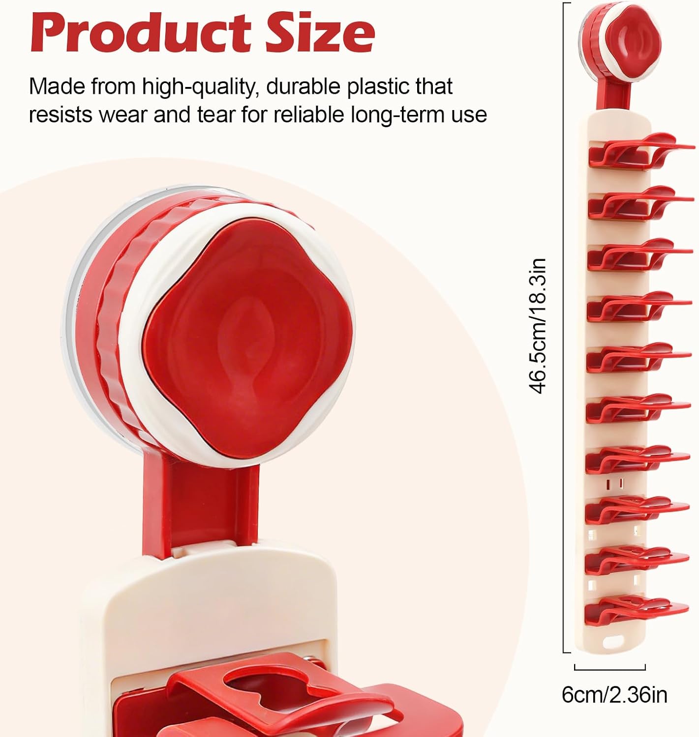 Wall Mounted Hat Organizer for Baseball Caps, Adhesive Hat Rack for Bedroom Door Closet, Red Suction Cup Hangers Hold up to 20 Hats, Cap Holder Display Stand