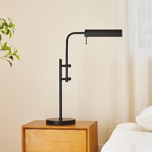 Miniatura 9 de VONLUCE Lámpara de escritorio rústica, lámpara de mesa de metal ajustable de estilo industrial, lámpara de lectura regulable para sala de estar,