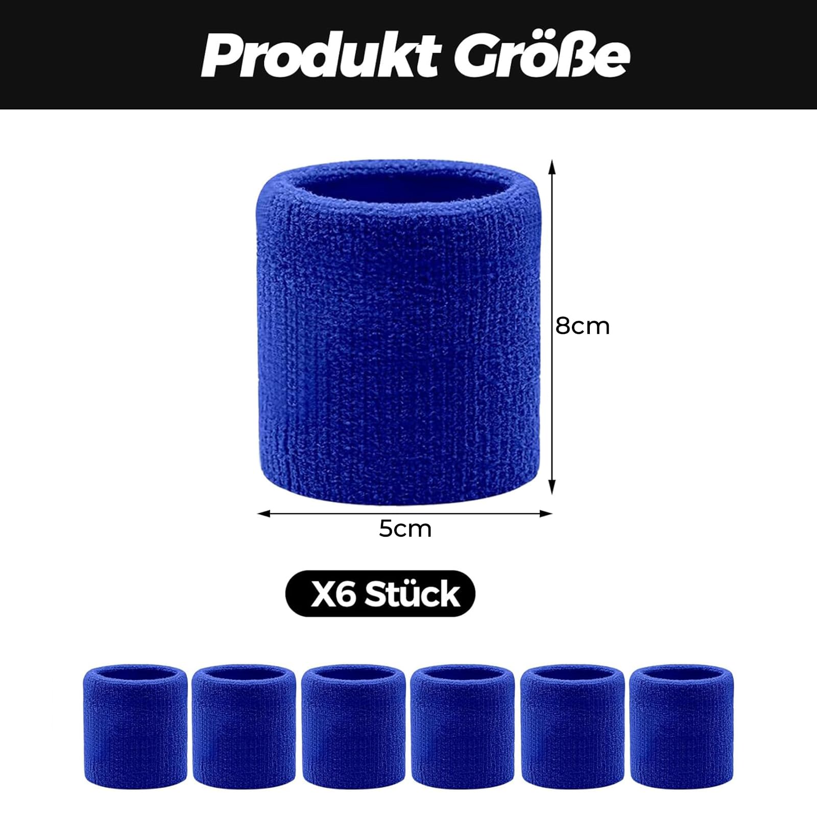 VIKY Zweetbanden, 6 stuks, voor jongens en meisjes, zweetbanden, absorberende zweetband voor kinderen, katoenen zweetband, arm voor voetbal, basketbal en tennis, sport