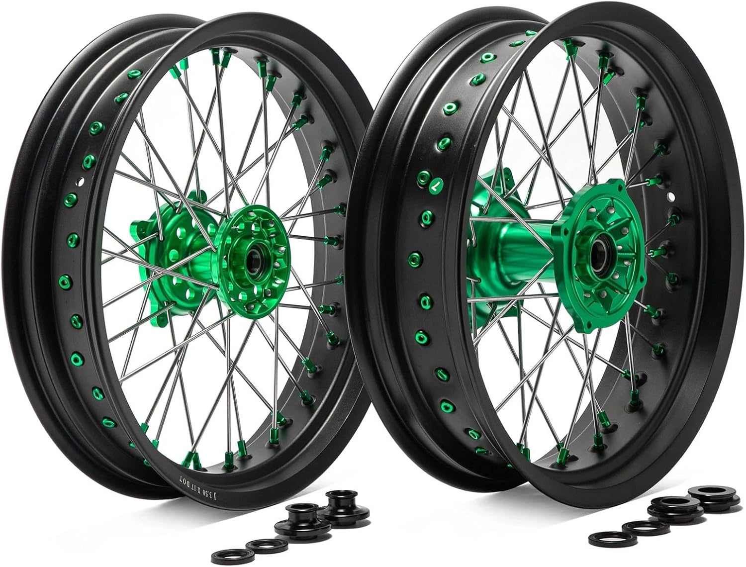 TOFR Supermoto 17x3.5/4.25 Wheel Set for Kawasaki KX125/250 2006-2013 KX250F KX450F 2006-2018