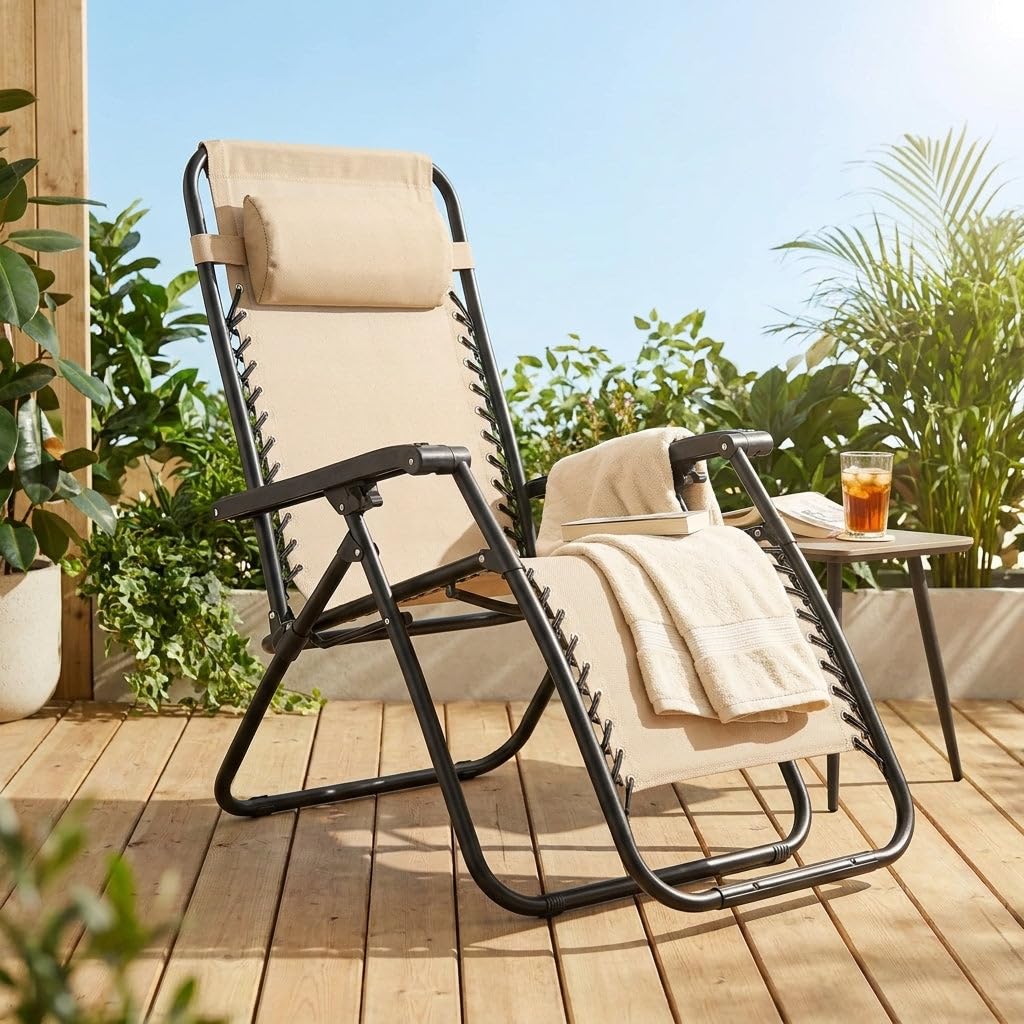HEMAX Sdraio Zero Gravity Lettino Prendisole Regolabile Sedia – grigio