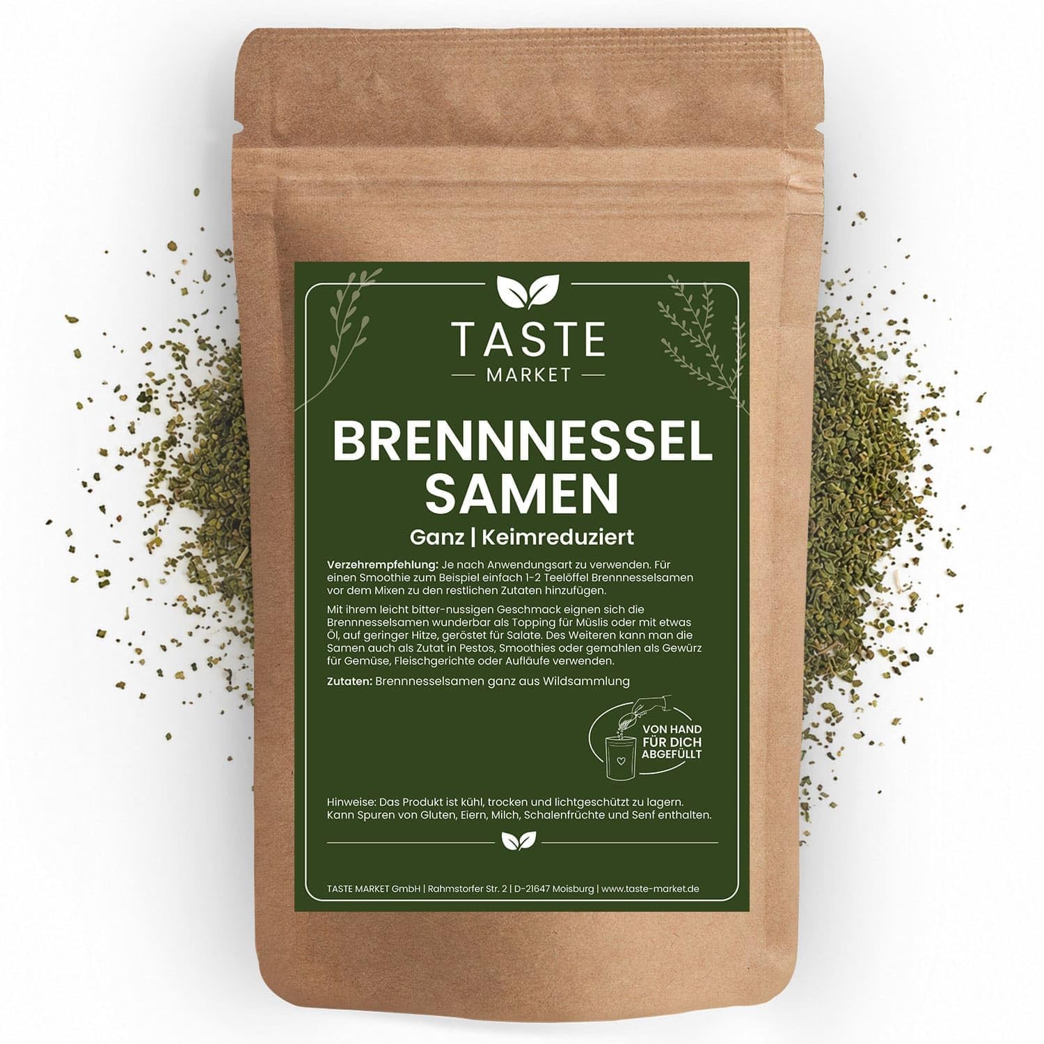 2 kg Brennnesselsamen | Ganz | Keimreduziert | Vegan | Rohkost | TASTE MARKET Qualität | Brennessel Samen ganz