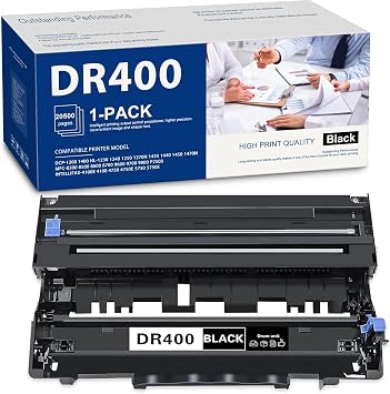 DR400 DR-400 Drum Unit Compatible Replacement for Brother DR400 MFC-8600 9700 8500 P2500 IntelliFax-4750e 5750e 4100e HL-1250 1240 1470N DCP-1200 1400 Series Printer High Yield, 1 Black