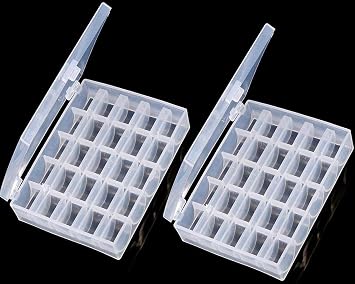 Bobbin Box,Machine Bobbin Organizer Plastic Case,Transparent 25 Slots Empty Bobbins Spools Box,Sewing Craft Plastic Case Storage Box for Sewing Machine