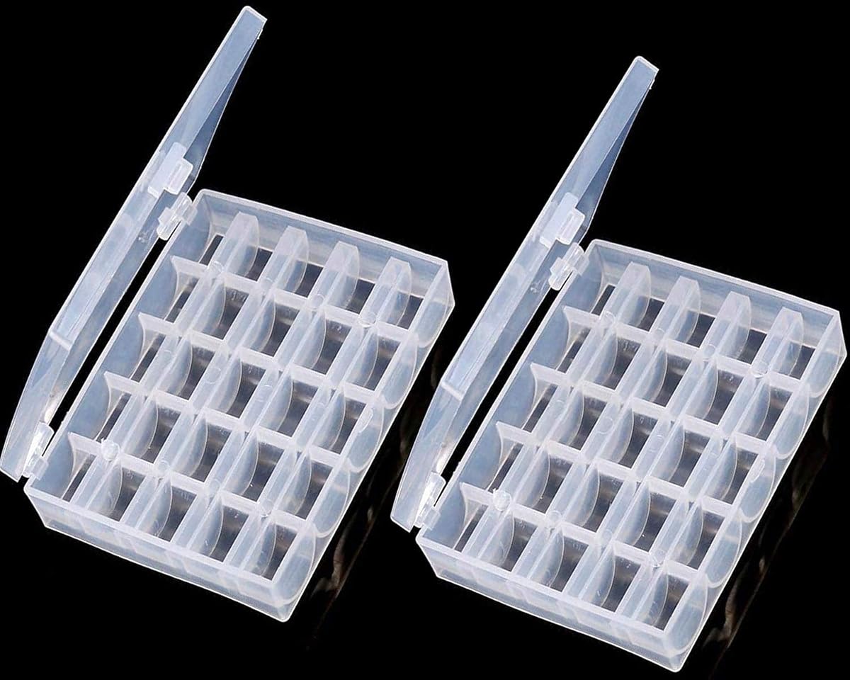 Bobbin Box,Machine Bobbin Organizer Plastic Case,Transparent 25 Slots Empty