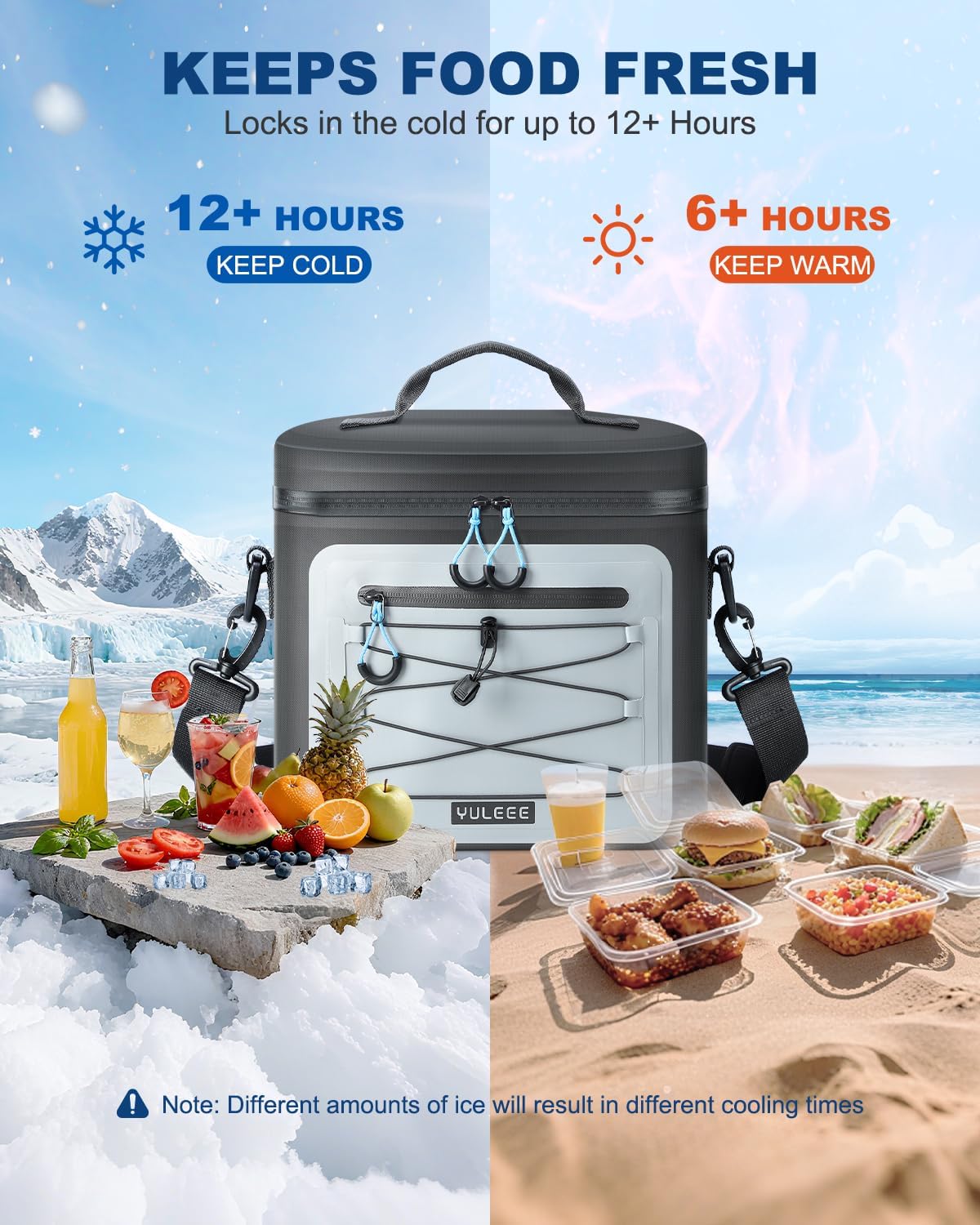 Cooler Bag, 7/16/30 Can Soft Sided Small Portable Insulated Cooling Pack, Everyday Lunch Cooler, Leakproof Ice Chest for Beach, Camping, Travel, Picnic - Image 2