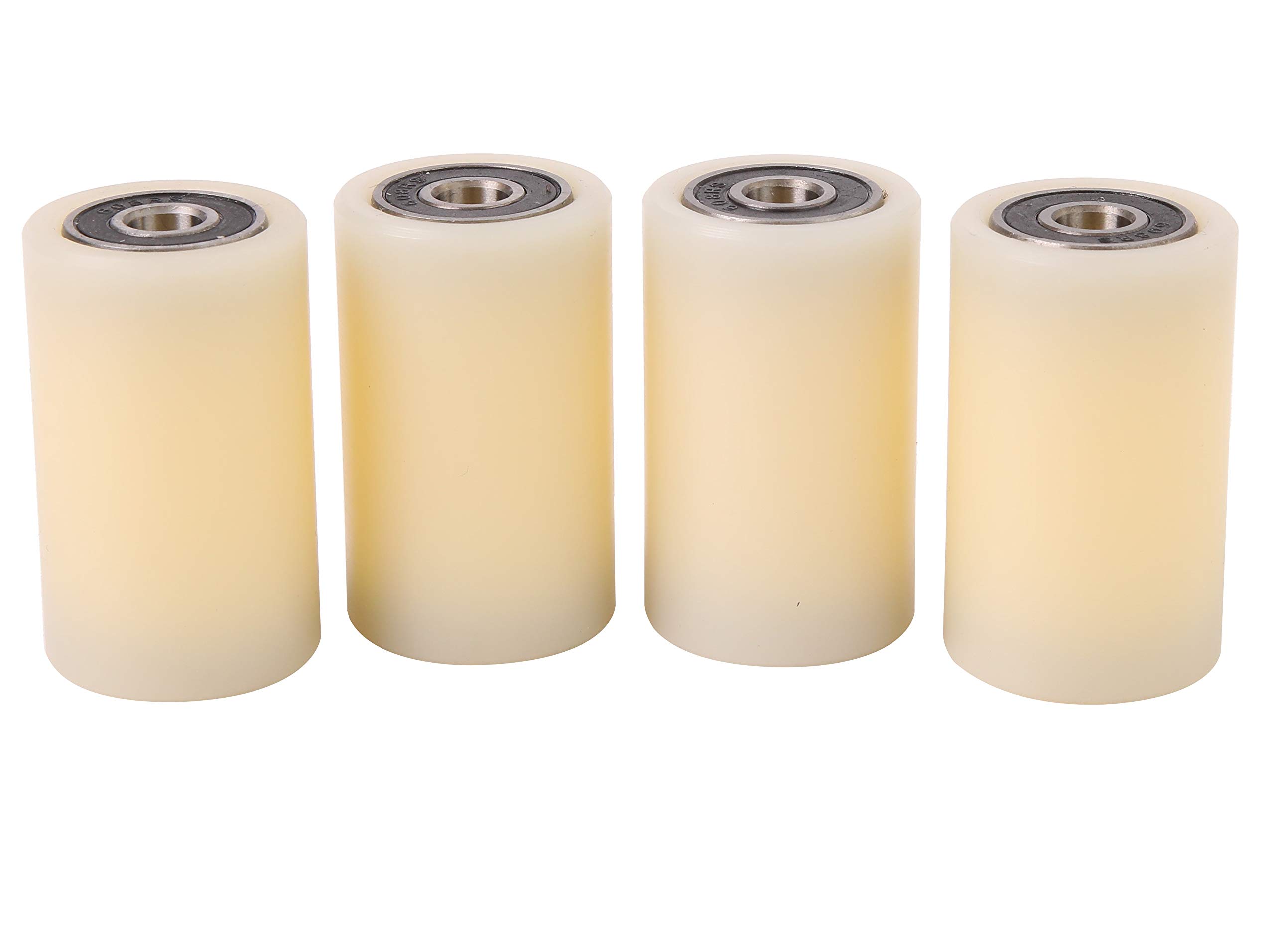 Lot de 4 rouleaux en nylon de 30 mm de diamètre, 50 mm de large, roulement de 8 mm, usinés avec précision dans l'UE (30-50-8).