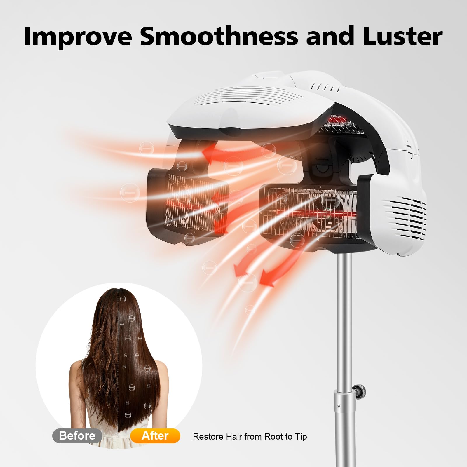 Dryhauben,Trockenhaube,Infrarot Heizung Fön Dauerwelle,220V 1250W Stand Höhe verstellbar Salon Friseur Haarseckenhaube Heizungsprozessor,X-förmige Basis,Weithin in Friseursalons,Spas