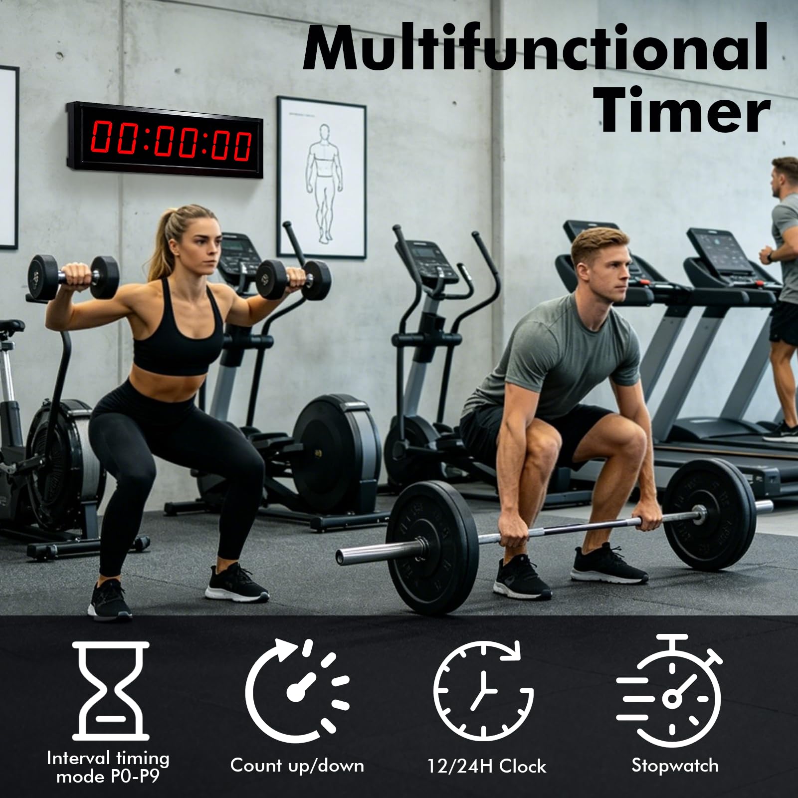 Timer per conto alla rovescia, timer da palestra da 5,8 cm, conto alla