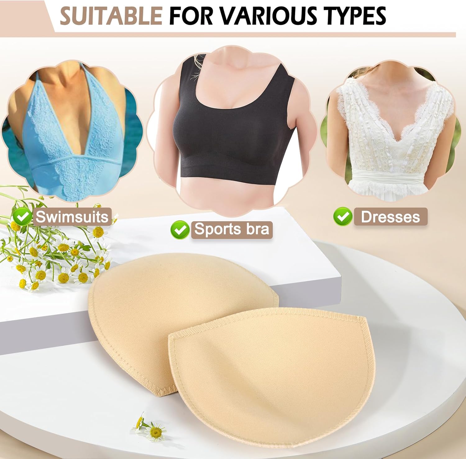 1 Paire De Coussinets Push-up Auto-adhésifs En Forme De Cœur - Soutien-gorge Amovible Réutilisable - Pour Femmes