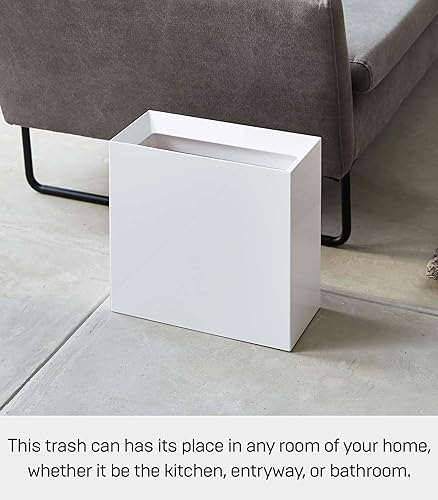 Miniatura 2 de Yamazaki Bote de basura para el hogar, moderno, con asa, para cocina, dormitorio, baño, oficina, plástico, tamaño único, color blanco
