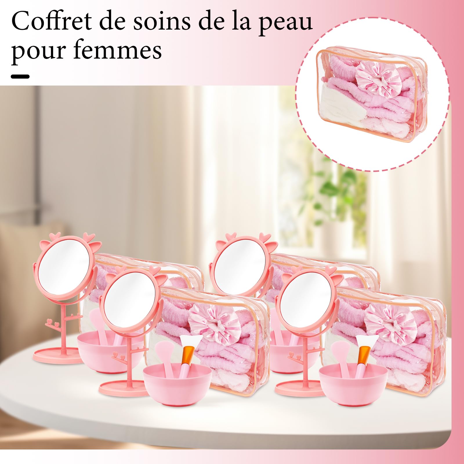 Kit Fête Spa Rose 96 Pièces pour Soirée Pyjama de 12 Personnes