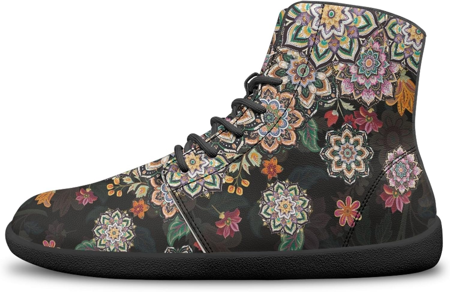 Stylish Print PU Leather High Top Barefoot Sneakers Shoes for Men Women