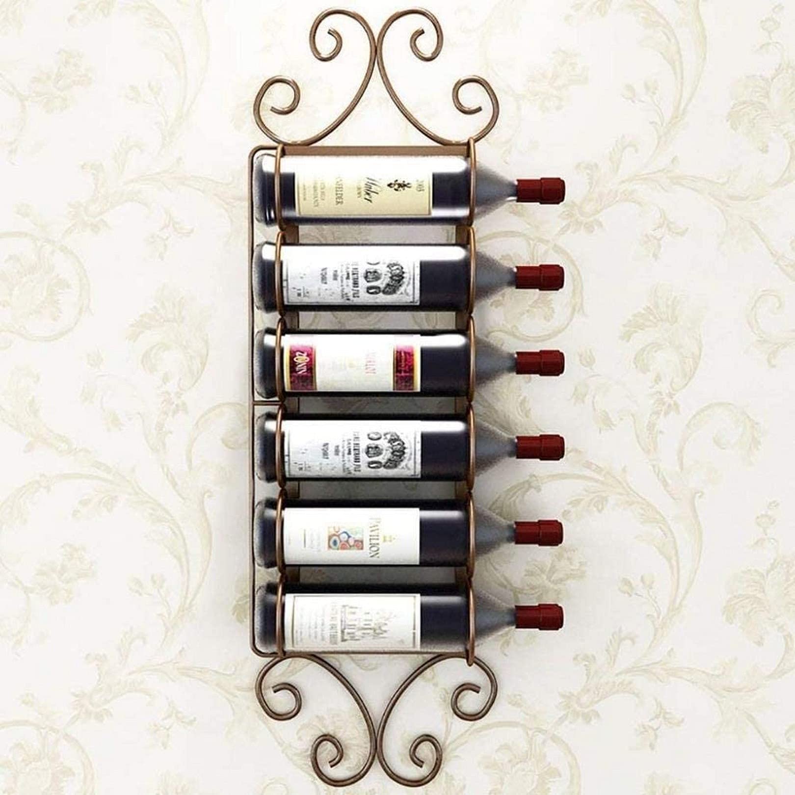 Casier à vin mural suspendu en bois marron pour bouteilles de vin rouge