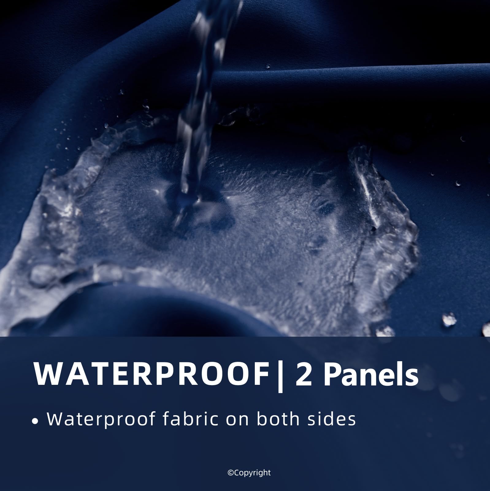 Waterproof Outdoor Curtain W105 x L95 - Grommet Top Sunlight Blocking Window Treatment Drapes Blackout Curtains for Home Bedroom Living Room Outdoor Patio Porch Pergola Cabana Gazebo (Navy)