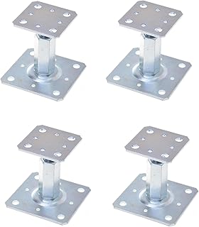 4er Set Höhenverstellbarer Pfostenträger, Stützenfuß aus verzinktem Stahl, 110x80 mm Verstellbar, Einfache Montage, Robuster Stützenanker für Terrassen, Zäune und mehr