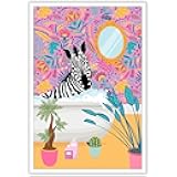 Cute Black And White Zebra Botanical Prints Tropical Jungle Animal Canvas Wall Art Funny Funky Bathtub Canvas Painting Wall Decor Colorful Room Poster For Bathroom Apartment Toilet 8x10in Unframed