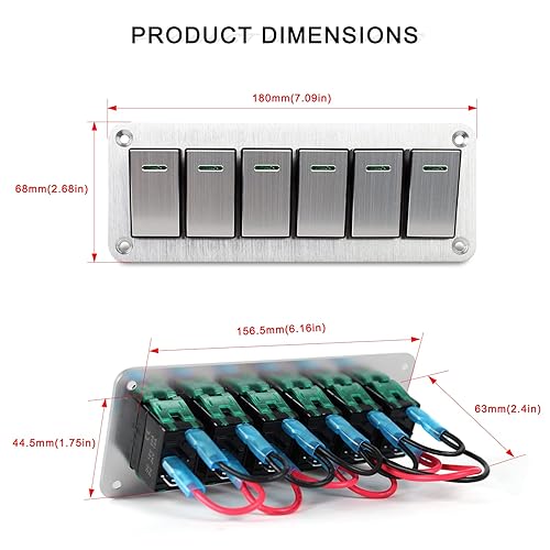 Vista 91 de Panel de interruptor basculante de aluminio de 8 bandas, panel de interruptor de 12 V/24 V, 3 pines de encendido/apagado, panel de interruptor