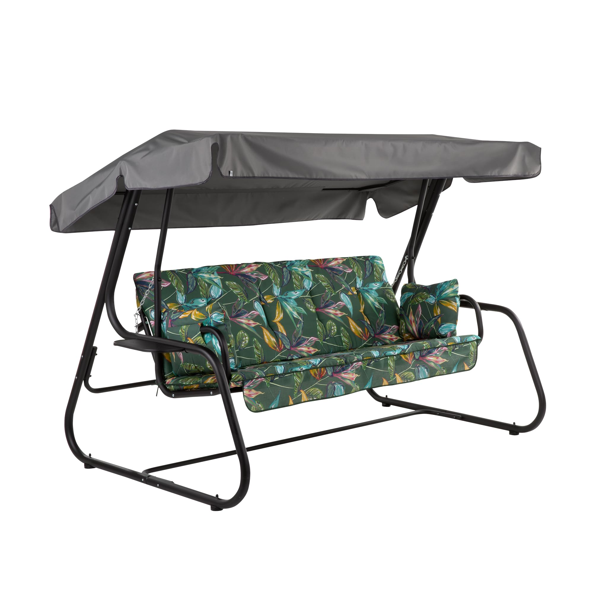 PATIO Hollywoodschaukel 3 Sitzer mit Liegefunktion Vita Black Edition mit Auflagen Sonnendach Seitentische