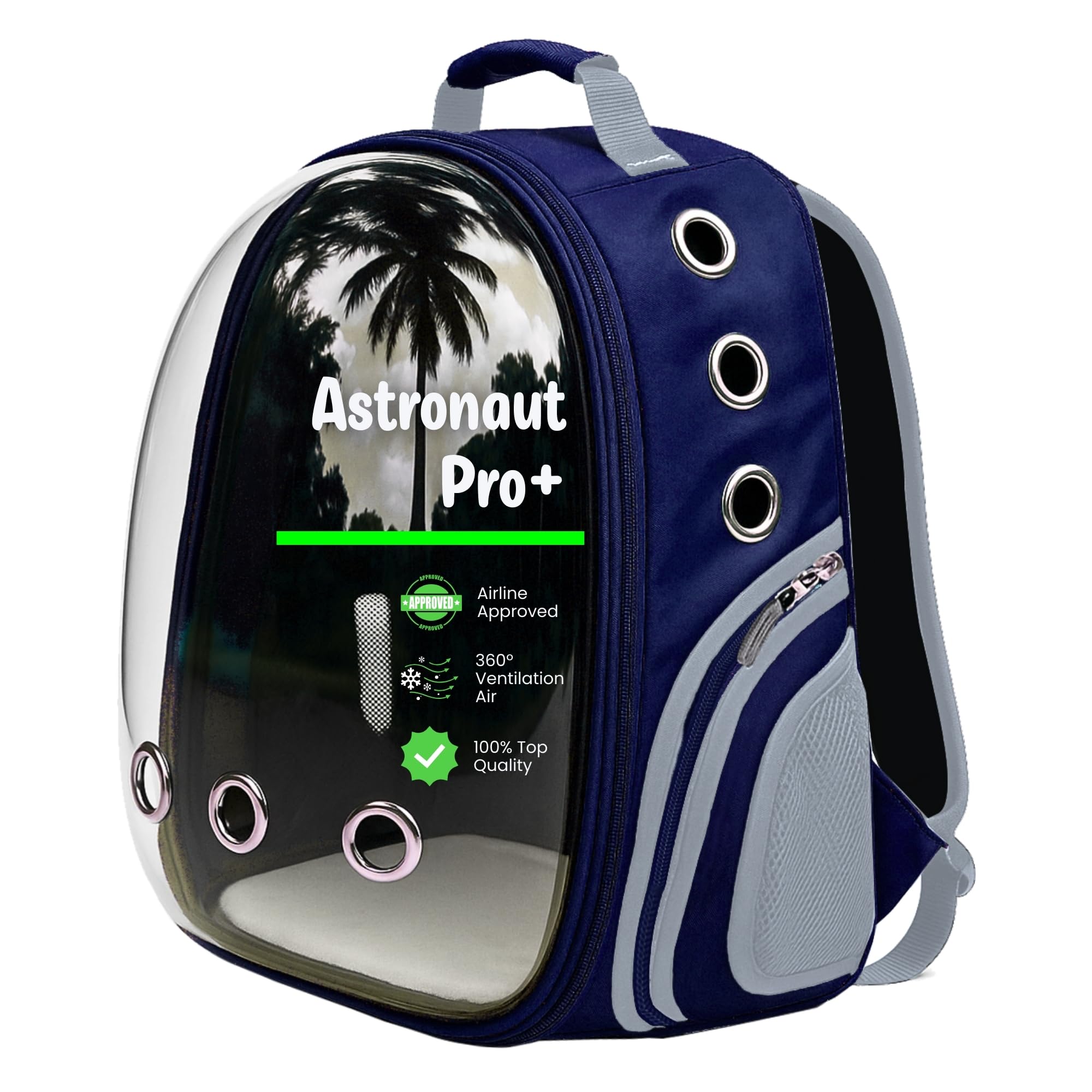 Buraq Astronaut Pro Pet Carrier Backpack (41L x 32W x 26H cm) – Transparent Bubble Capsule Design, Airline-Approved, Breathable & Ventilated Travel Bag for Cats