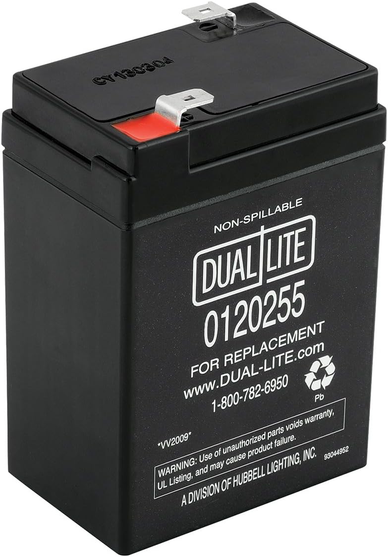 Exclusive Discount 70% Price  Dual-Lite 0120255 Approved 6-volt 4-4.5Ah 2.0-Amp for 90-Minute New SLA Battery , Black