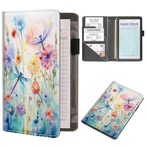 Vista 48 de Organizador de libro de servidor, libros de servidor de mariposa azul intermitente para camarera, organizador de libro de camarera de cuero Mariposa