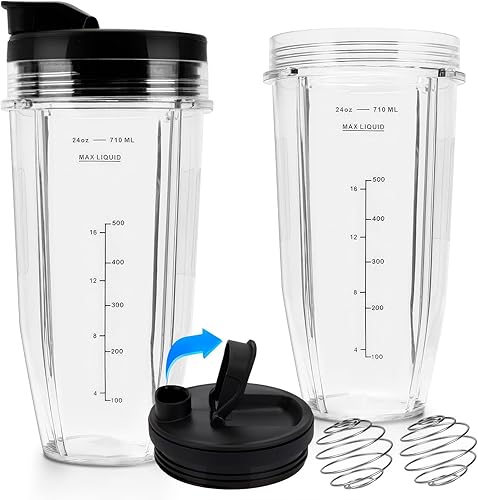 Vasos de licuadora de 24 onzas de repuesto para Ninja, vasos licuadores para licuadora Ninja Auto iQ BL642 BL450 BL480 BN801 SS101 SS351 SS151 SS401