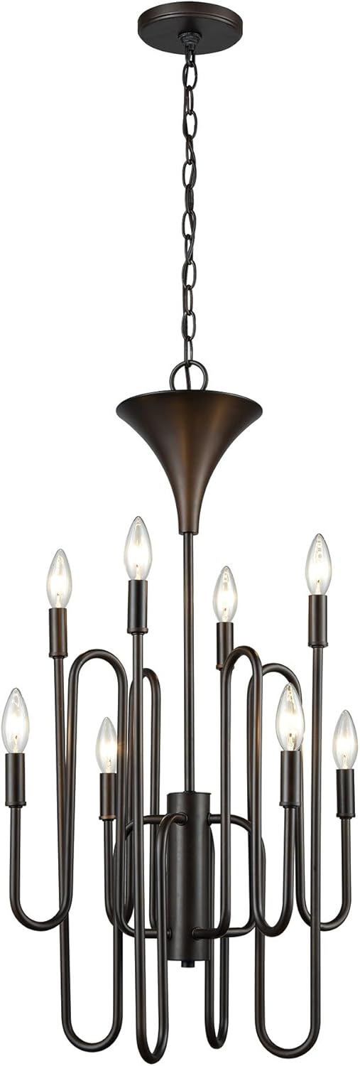 Elk Home Decatur 8-Light Chandelier-Matte White, 19" W x 19" D x 33" H, Ceiling Light, Room Decor, Home Decor, 81296/8