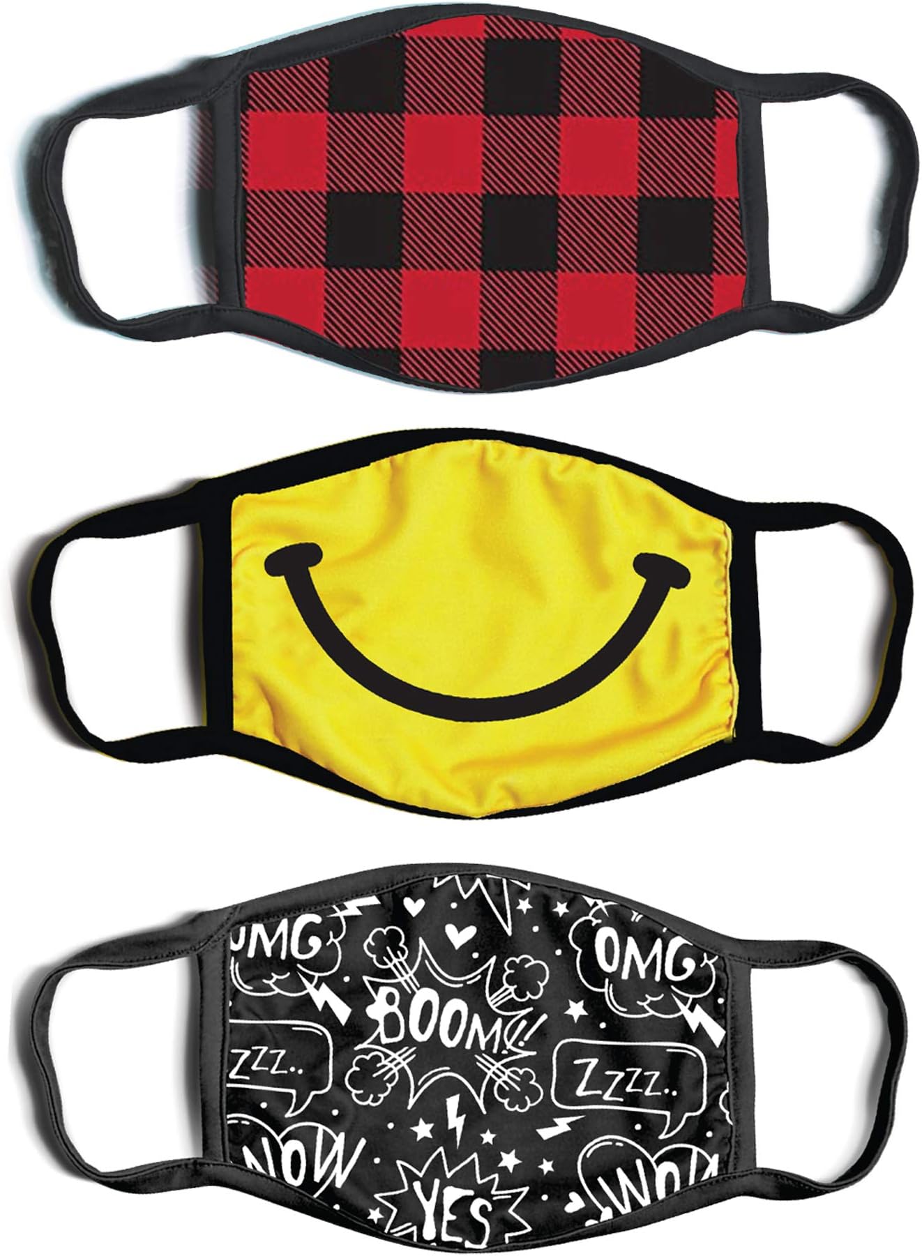 ABG Accessories Boys' 3-Pack Kid Fashionable Protection, Reusable Fabric Face Mask Age 3-7