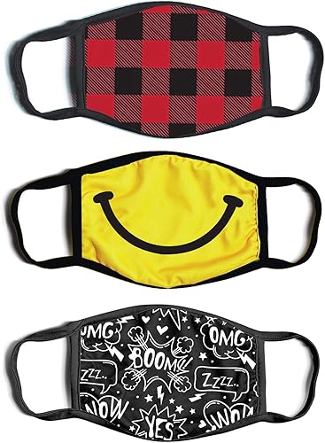 ABG Accessories Paquete de 3 cubrebocas de tela reutilizable para niños de 3 a 7 años