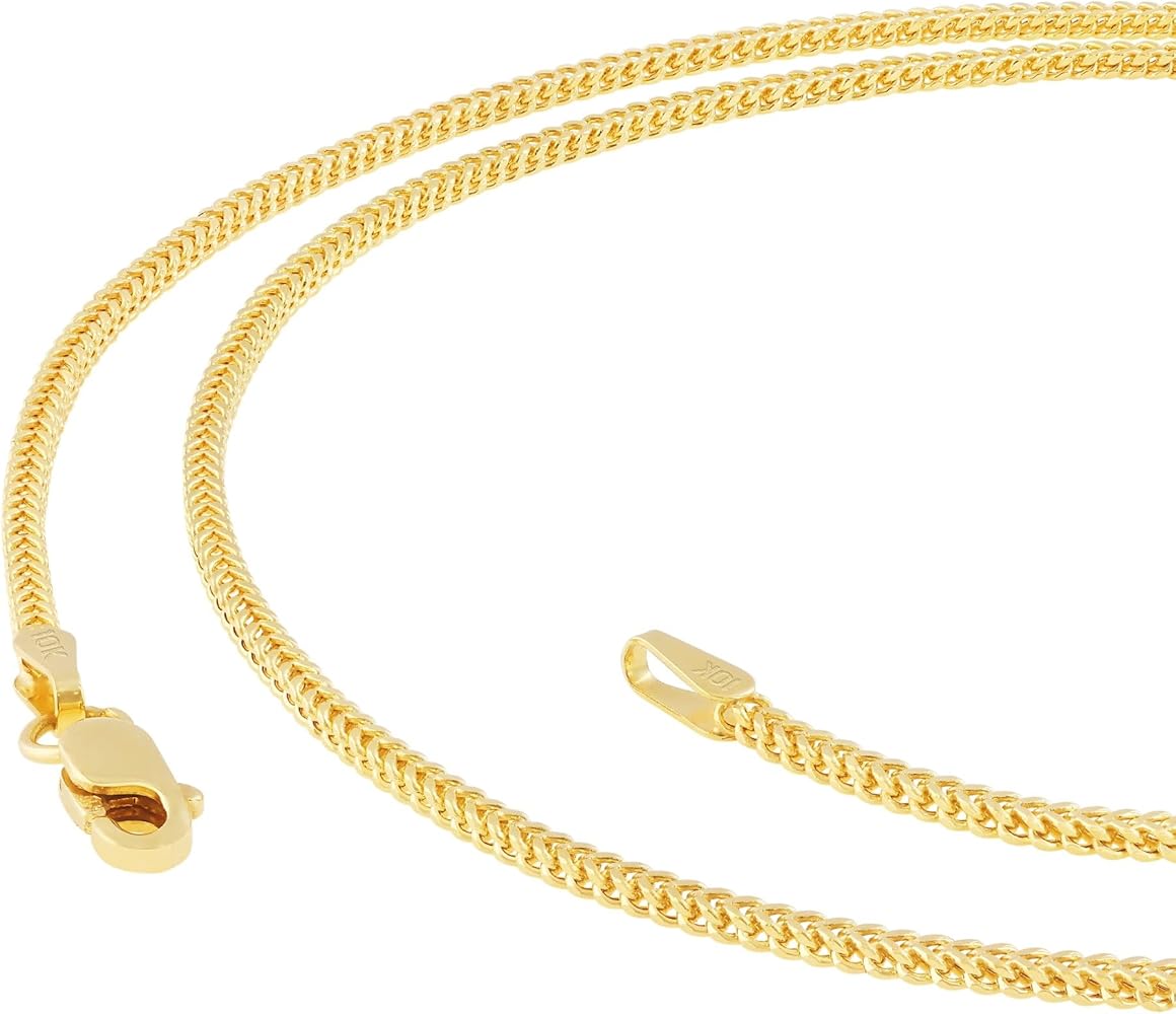 Nuragold 10k Real Yellow Gold Franco Square 1.5mm Box Chain Wheat