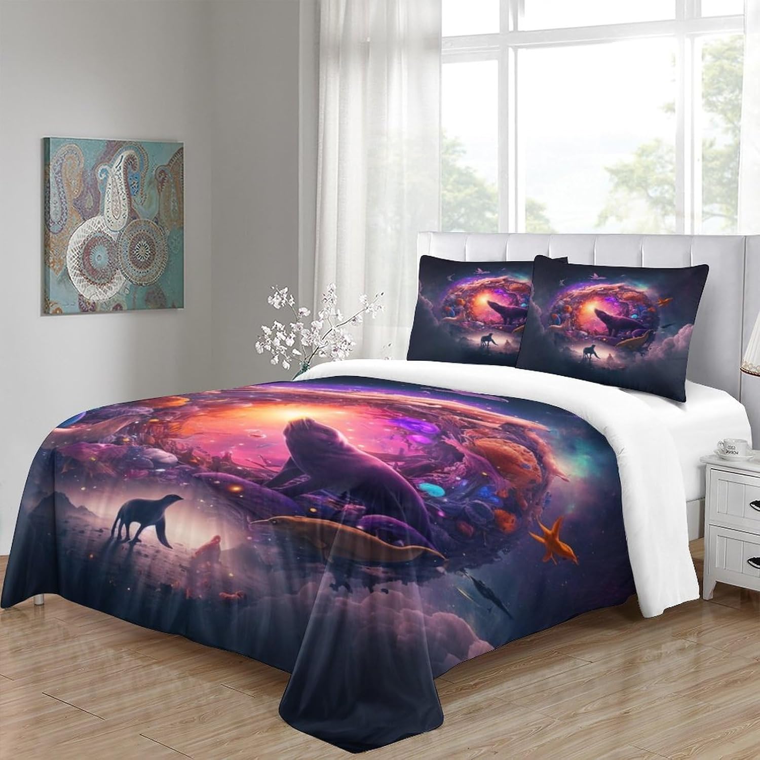 Printed Quilt Cover 3D Print Pillow Cases Bedding Set Soft Easy Care Bedding Quilt Cover Set Quilt Cover Children Room Decor 2 Pillowcases Twin（173x218cm）