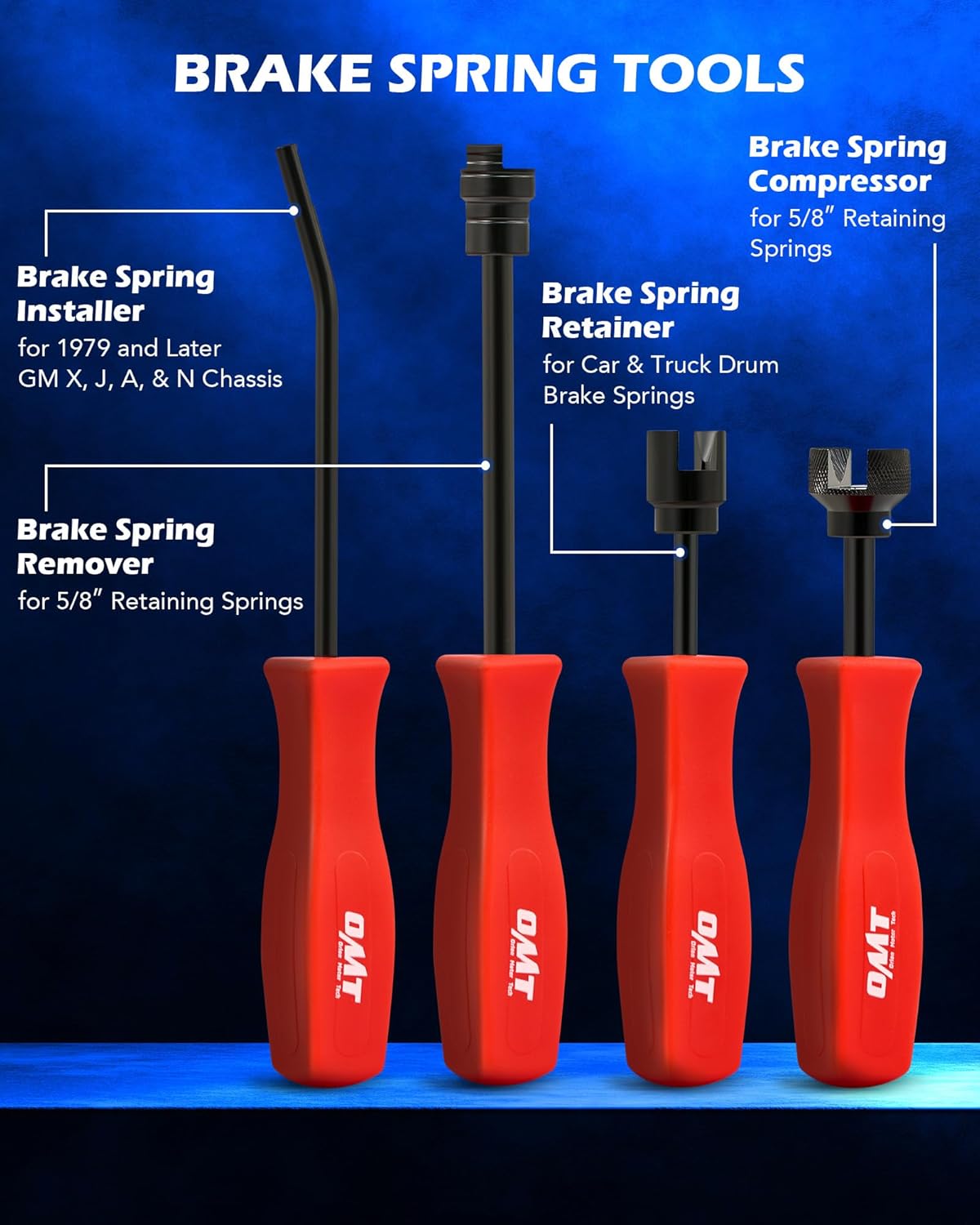 Orion Motor Tech 10pc Drum Brake Tool Kit, Drum Brake Tool with Drum Brake Spring Tool, Brake Spring Compressor, Brake Spring Pliers, Drum Brake Adjusting Tool, Brake Spoon Set, Brake Drum Tool Kit