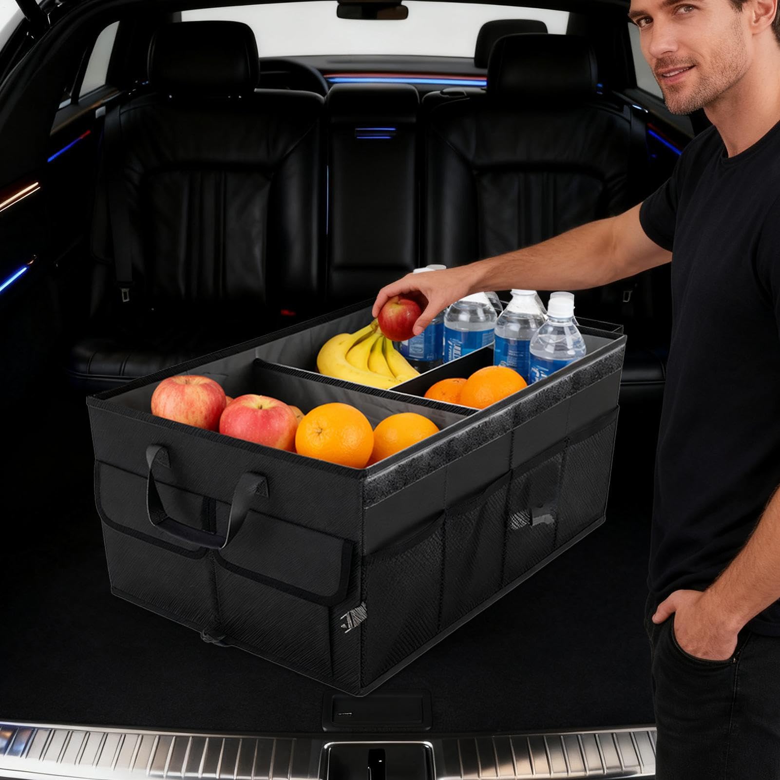 Organizzatore Bagagliaio Auto Multifunzionale Pieghevole Con Multi | Organizzatore Archiviazione Veicolo Per Viaggi Familiari Pendolarismo Viaggi Stradali Campegg