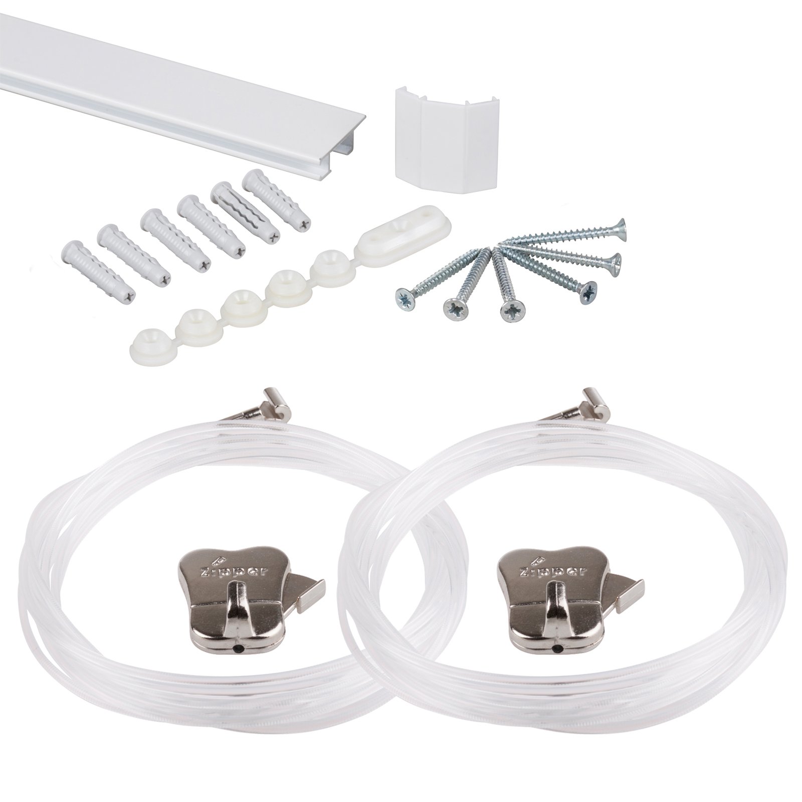 STAS Art Hanging System cliprail max White 150 cm - Complete kit, incl. 2 Cords 150cm with 2 Hooks