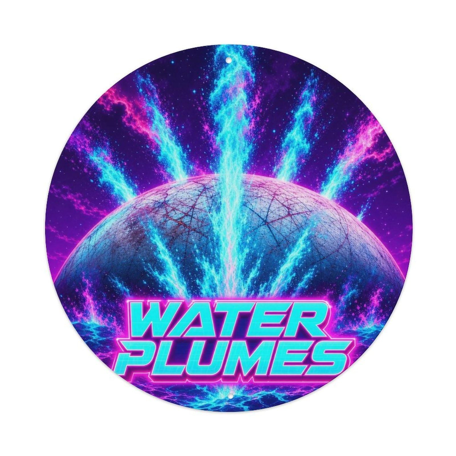 Solar System Celestial Europa Water Plumes Universe Metal Tin Sign Plaque Wall Decor for Cafe, Man Cave, Club Bar, Office, Home Garden Round Metal Poster 8x8Inch
