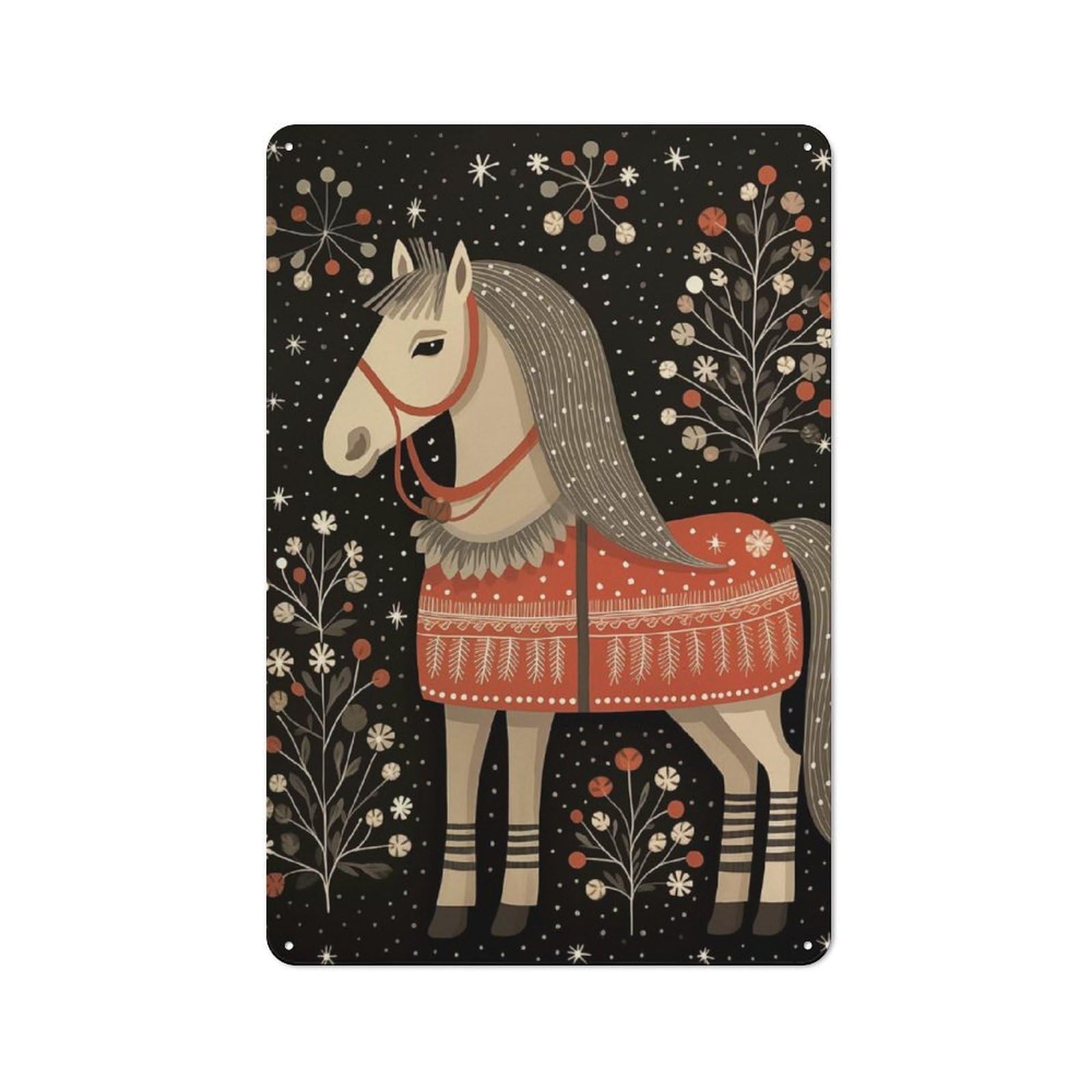Junmoney Xmas Horse For Café Or Restaurant, Vintage Metal Sign 30X20cm, For Vintage Wall Decor Fans, For Cafés, Pubs And Restaurants