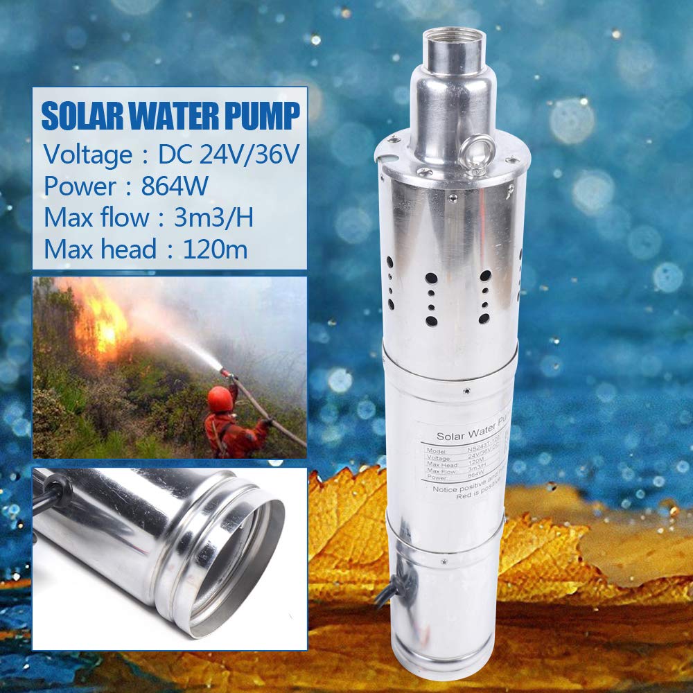 Deep Well Pump, 80M/120M Solar Submersible Powered Water Pond Fountain Solar  Powered Submersible Water Pump 24V US Stock (120M) - Amazon.com