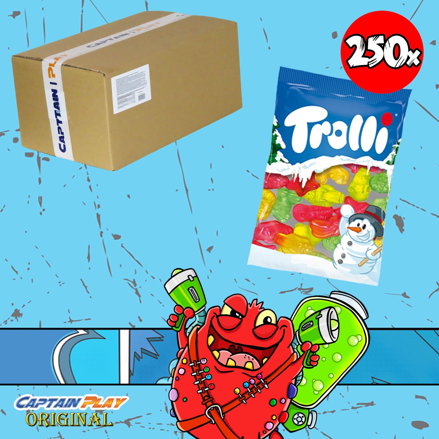 Trolli Carnival Sweets 5 kg, Carnival Candy Mix, Box with Throwing Material Carnival Remaining Stock, 250 Pieces Carnival Sweets in Individual Packaging