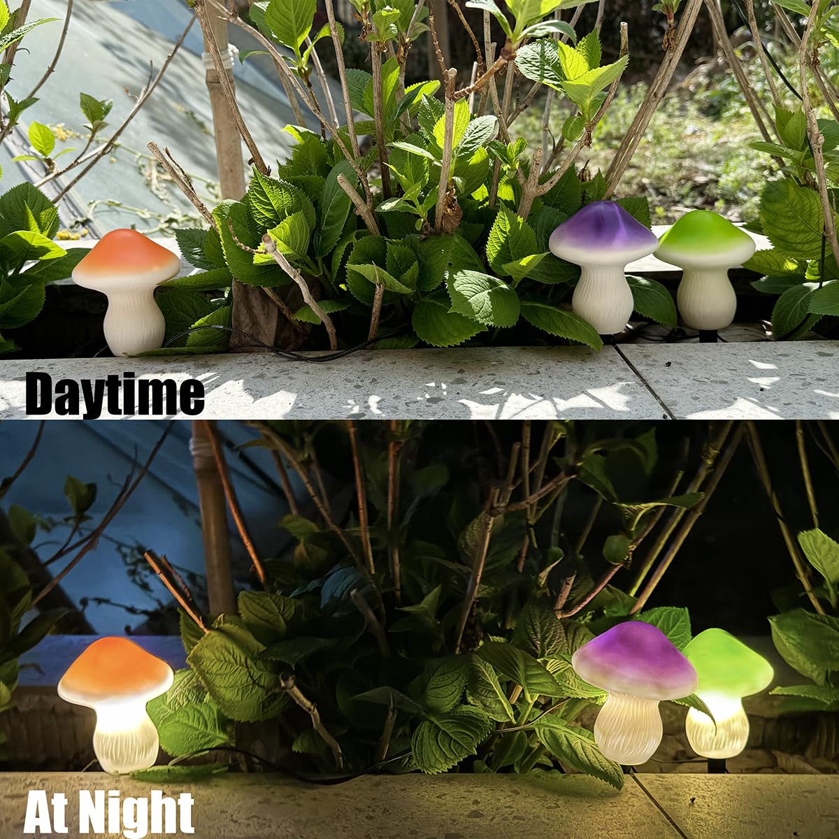 buywin Mushroom Solar Lights Outdoor Garden, Solar Stake Lights with 3pcs Colorful Mushrooms - Image 3