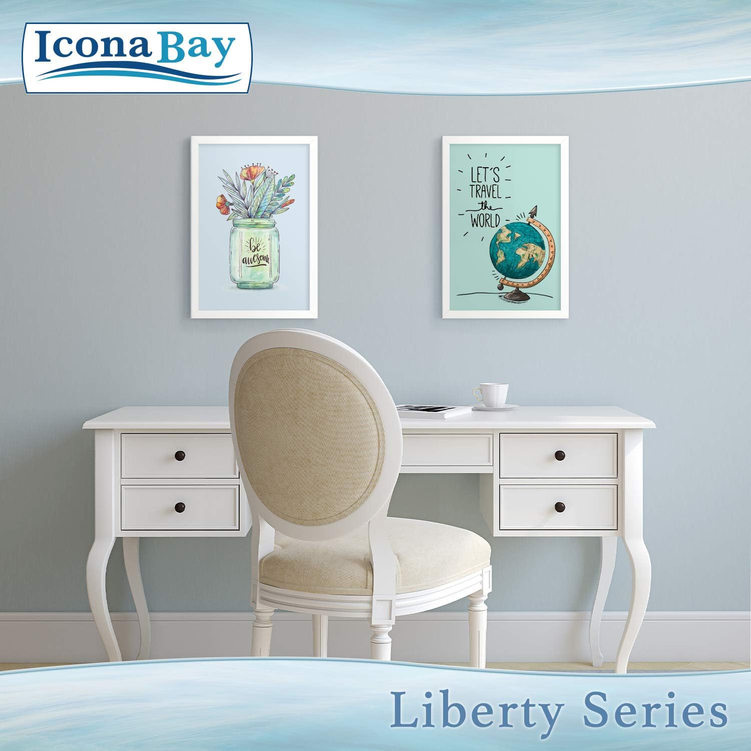 Icona Bay - 13x19 Frames - White, 4 Pack - Sturdy Wood Composite Frames (not PS plastic) - Modern Style - Liberty Collection