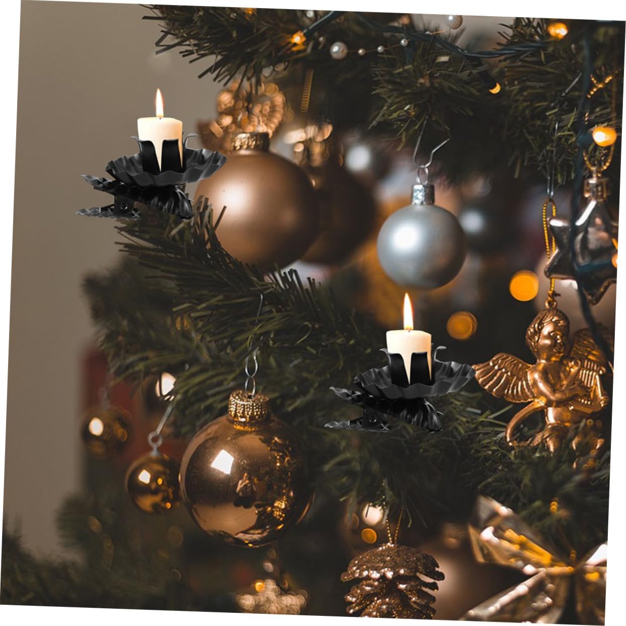 100pcs Xmas Candlestick Clips Metal Candle Clips for Elegant Table Centerpieces Rustic Style Holders for Christmas Parties and Formal Events Stable Design