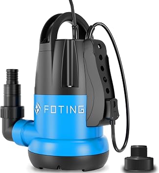 FOTING Sump Pump 1HP Clean/Dirty Submersible Water Pump,4600GPH Utility Pump Thermoplastic Electric Portable Transfer Water Pump for Swimming Pool Pond Basement with 10ft Power Cord,Auto