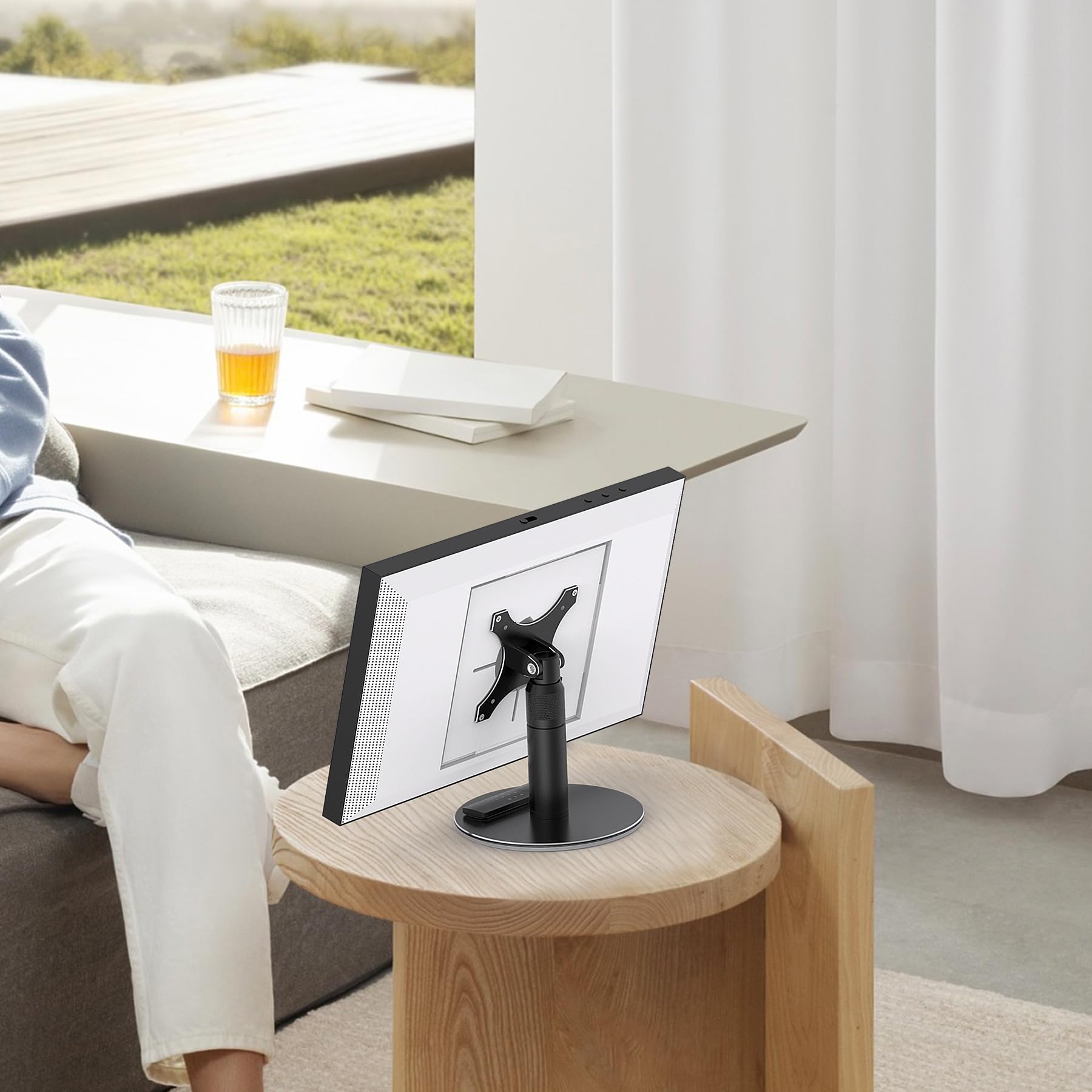 Almoz Supporto da scrivania per Echo Show 21, Echo Show 15 (tutte le generazioni), solleva fino a 24,1 cm dalla scrivania, supporto inclinabile e girevole per Alexa Echo Show 21, senza attrezzi,