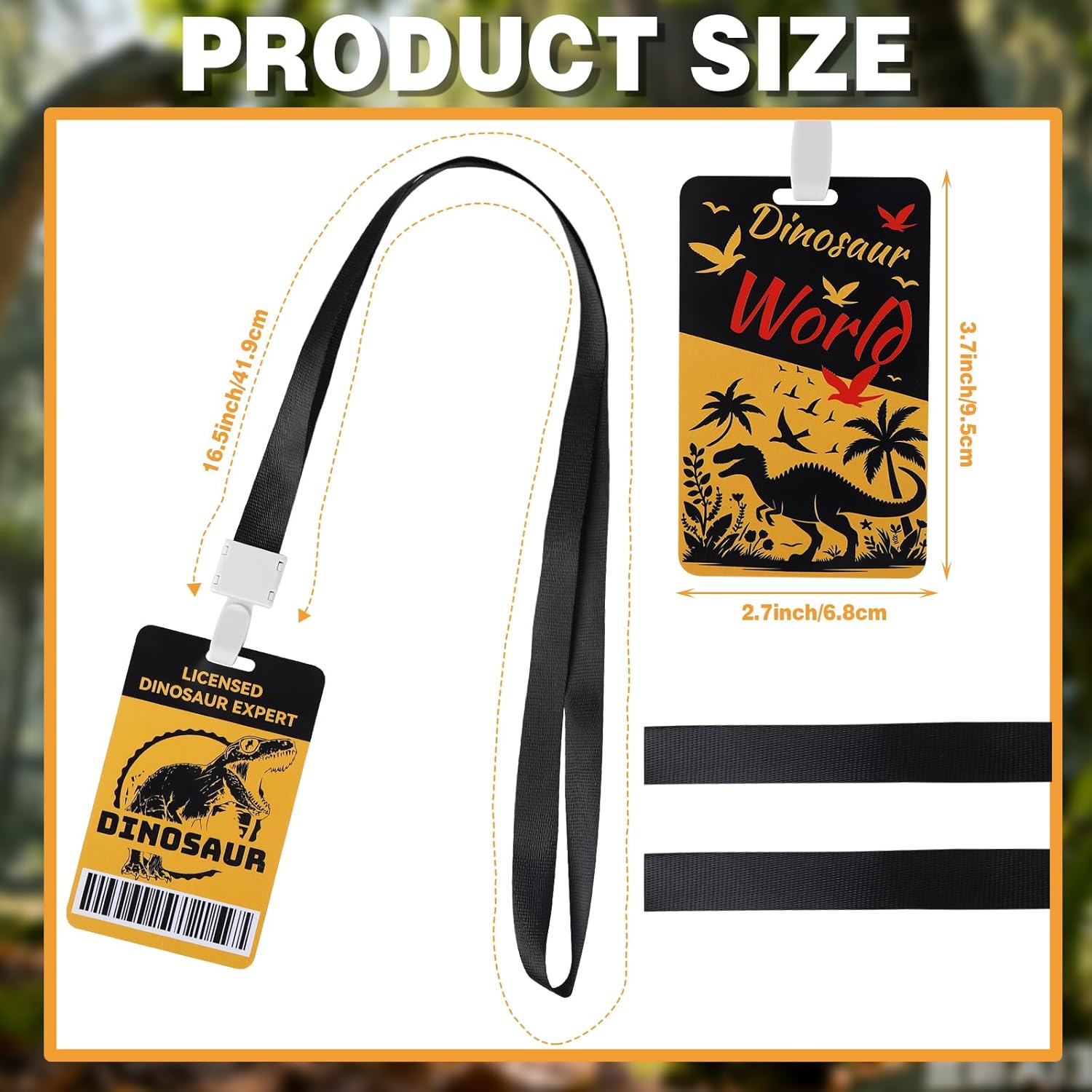 50 Sets Dinosaur Paleontologist Pass Cards with Badge lanyards, VIP Passes with Lanyard for Dinosaur Explorer Activity Zoo Jungle Party Dinosaur Theme Birthday Party Supplies Career Day Party