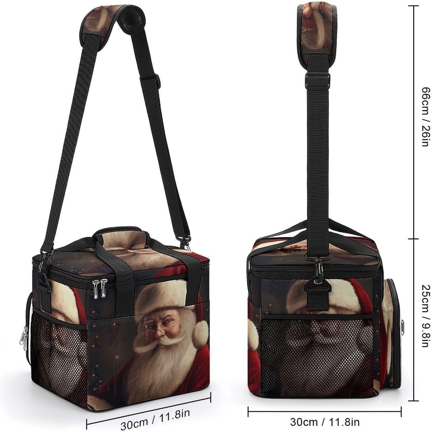 Christmas Santa Cooler Bag Portable Insulated Lunch Bags Leakproof Ice Chest Large Capacity Soft Cooler Tote for Picnic Camping Work Travel Keep Food Drinks Fresh 22.5L