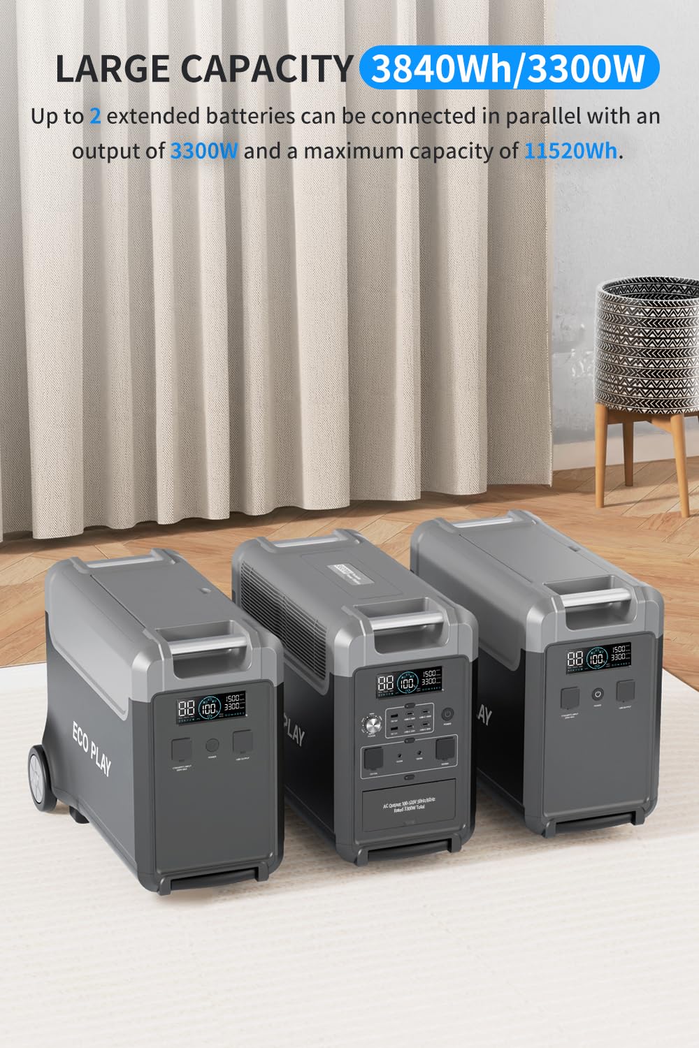 ECO PLAY ポータブル電源 3600 Pro Amazon.com : Portable Power Station, 3840Wh LiFePO4 Battery