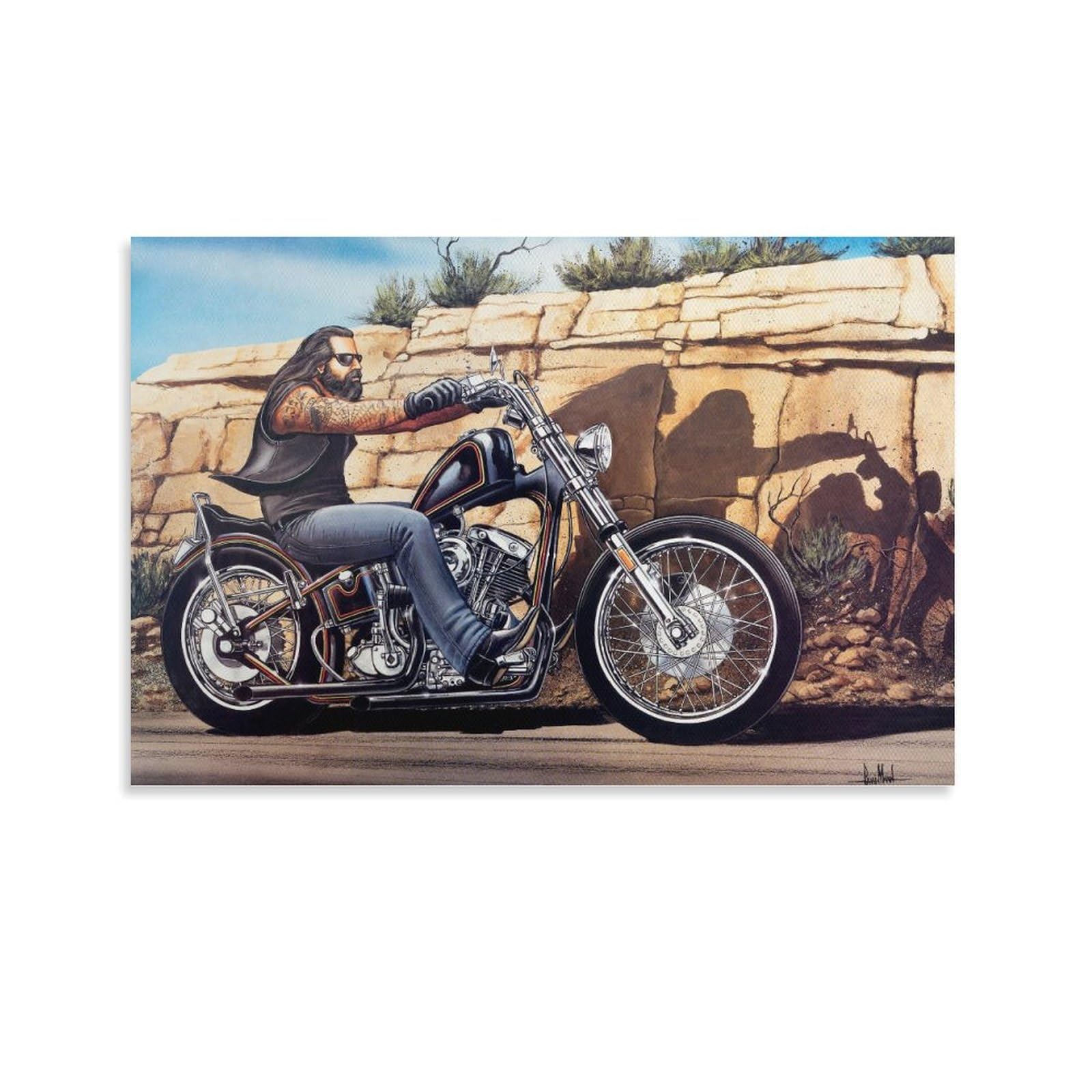 Ghost Rider David Mann Motorcycle Art Retro Decor Artwork Poster