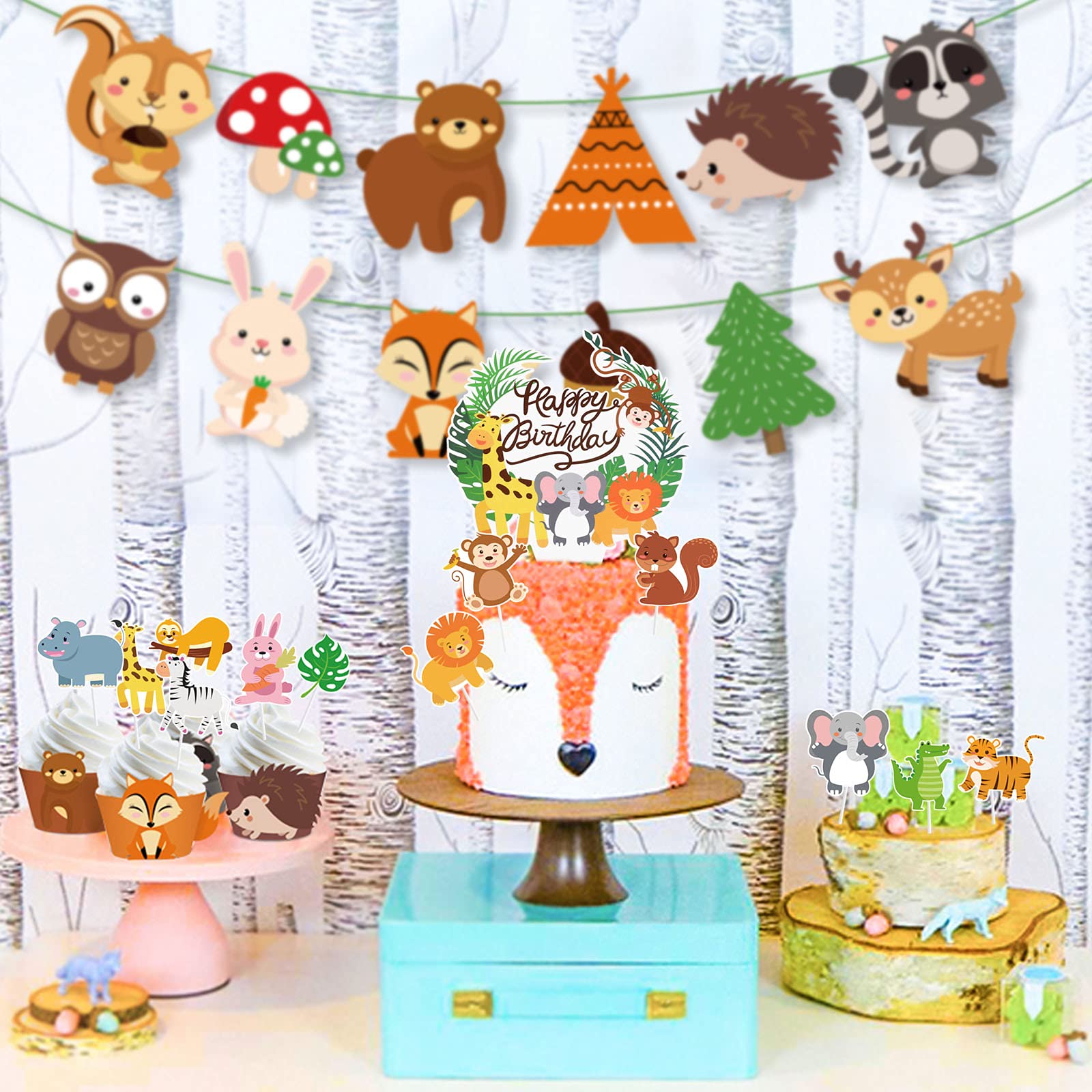 Buy DPKOW 37pcs Animal Birthday Cake Toppers Decorations, Zoo Animal