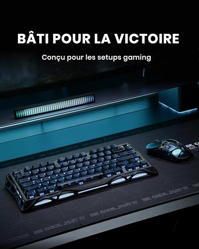 GravaStar Mercury K1 75% Wireless Mechanical Keyboard, Aluminum Alloy Gaming Keyboard with Knob, Hot Swappable, Linear Switches, Transparent Keycaps, RGB Backlit, 2.4GHz/BT5.0/USB-Black Mist - 2